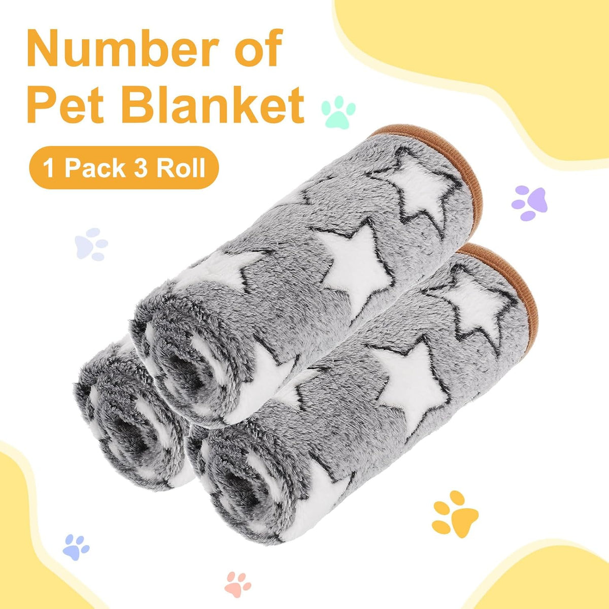 Pet Blanket, Medium Soft Fluffy Flannel Star Printed Throw Blanket, Scratch Proof Furniture Protector Cover 16X24 Inches, (Gray, 1 Pack 3), Intended for Dog/Cat