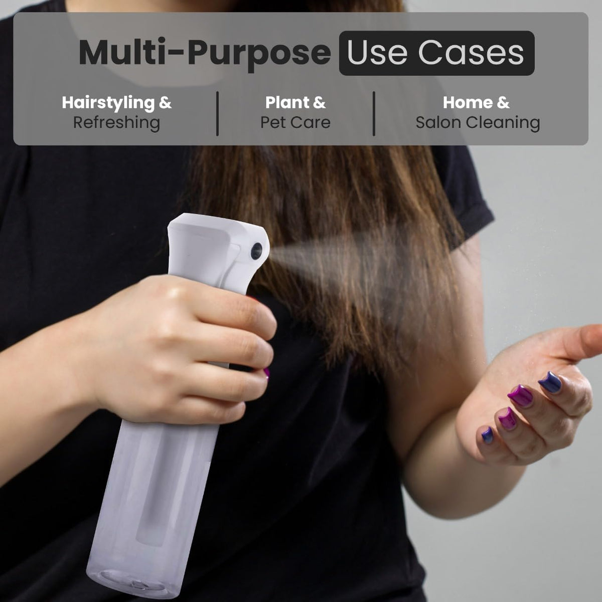 Continuous Mist Clear Spray Bottle 200Ml Fine Mist for Hair