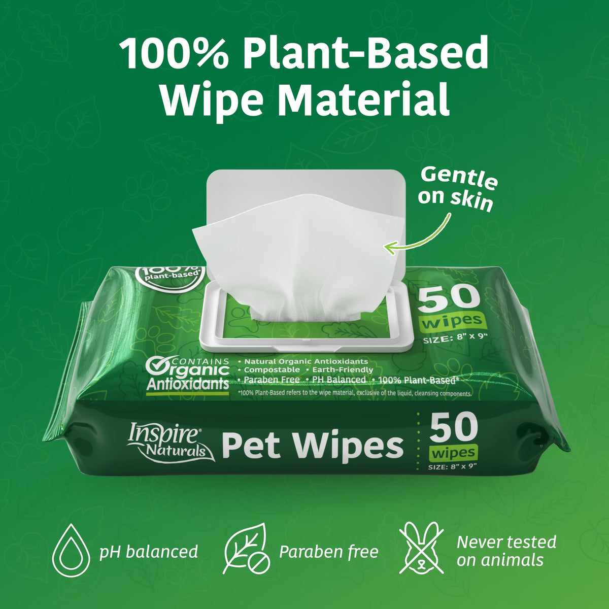 Pet Wipes for Dogs and Cats, Deodorizing Dog Wipes for Paws and Butt (50 Count)