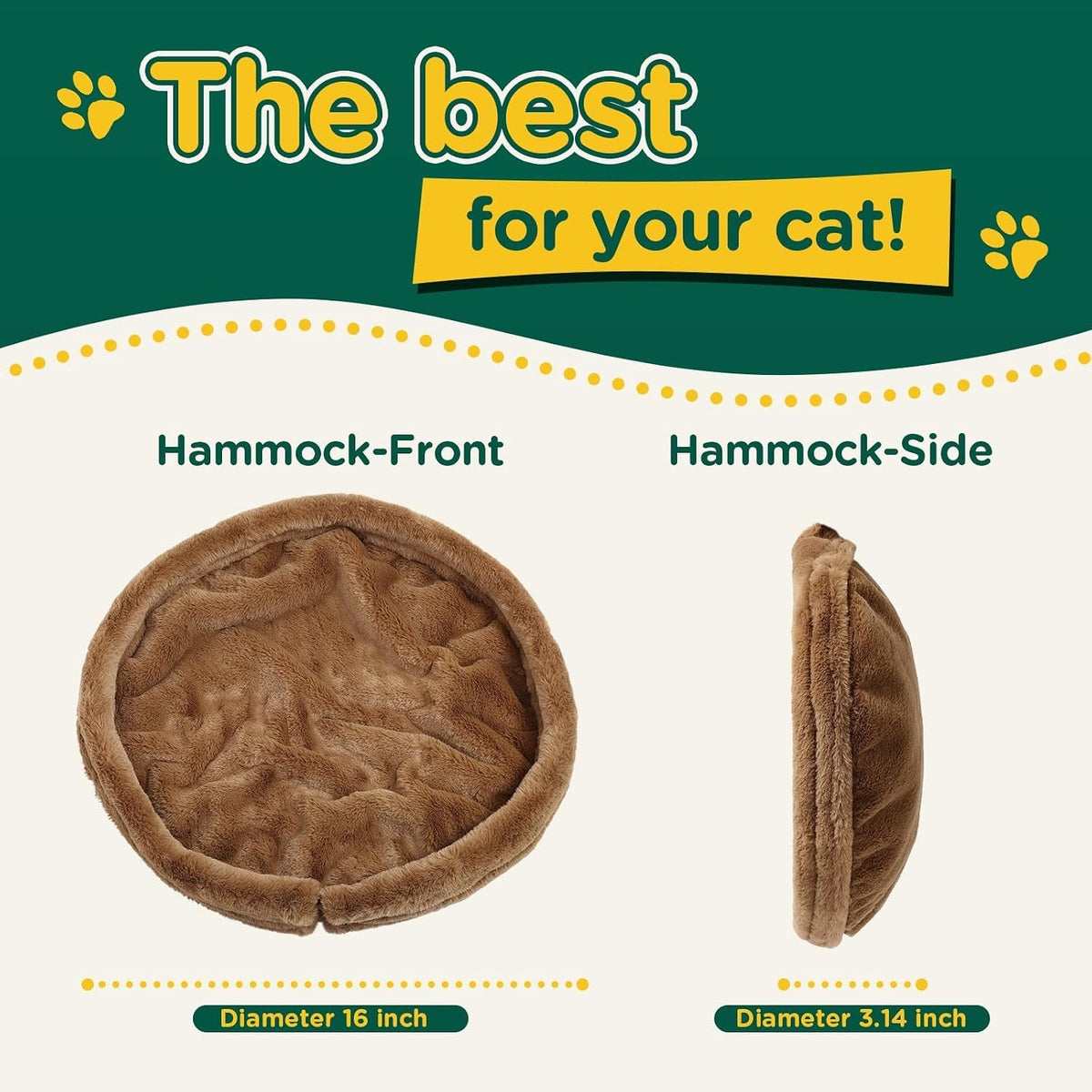 Cat Desk Bed - Soft Faux Fur Fabric, Adjustable Steel Frame, Suitable for Indoor Cats - Perfect Cat Hammock for Desks - Weighing up to 25 Lbs, Unique and Modern Cat Furniture