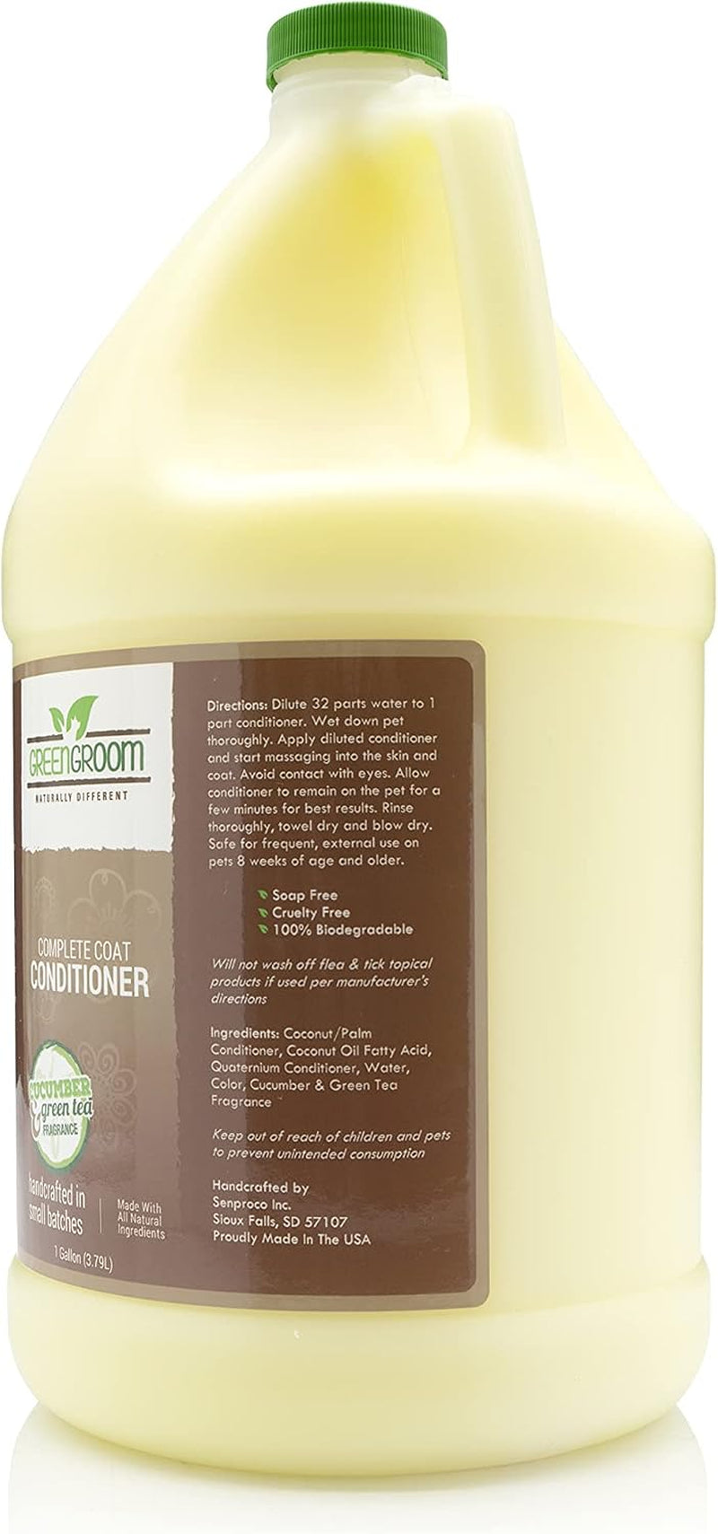 Green Groom Complete Coat Dog Conditioner, 1 Gallon, Detangler, Coconut Oil