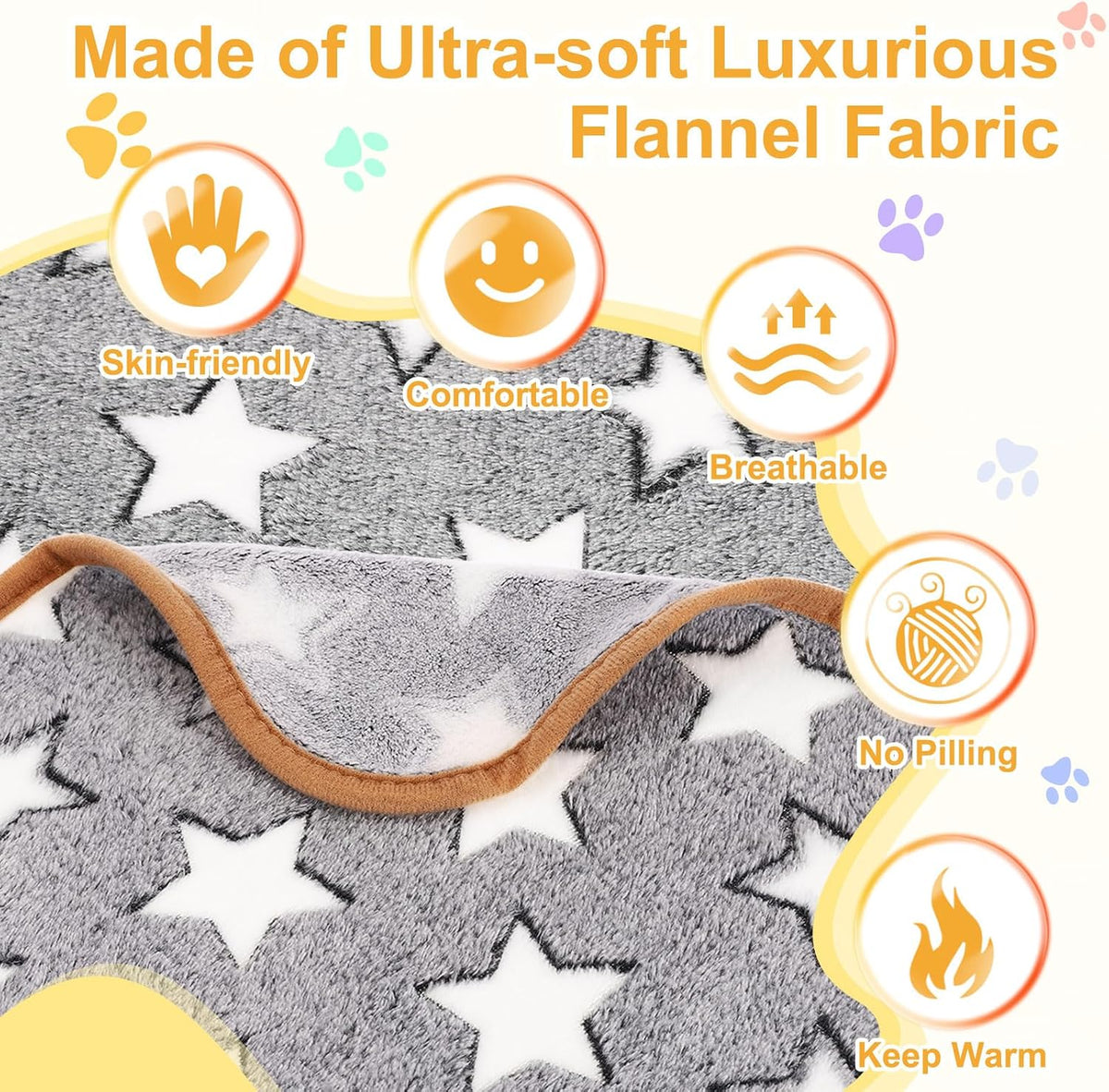Pet Blanket, Medium Soft Fluffy Flannel Star Printed Throw Blanket, Scratch Proof Furniture Protector Cover 16X24 Inches, (Gray, 1 Pack 3), Intended for Dog/Cat