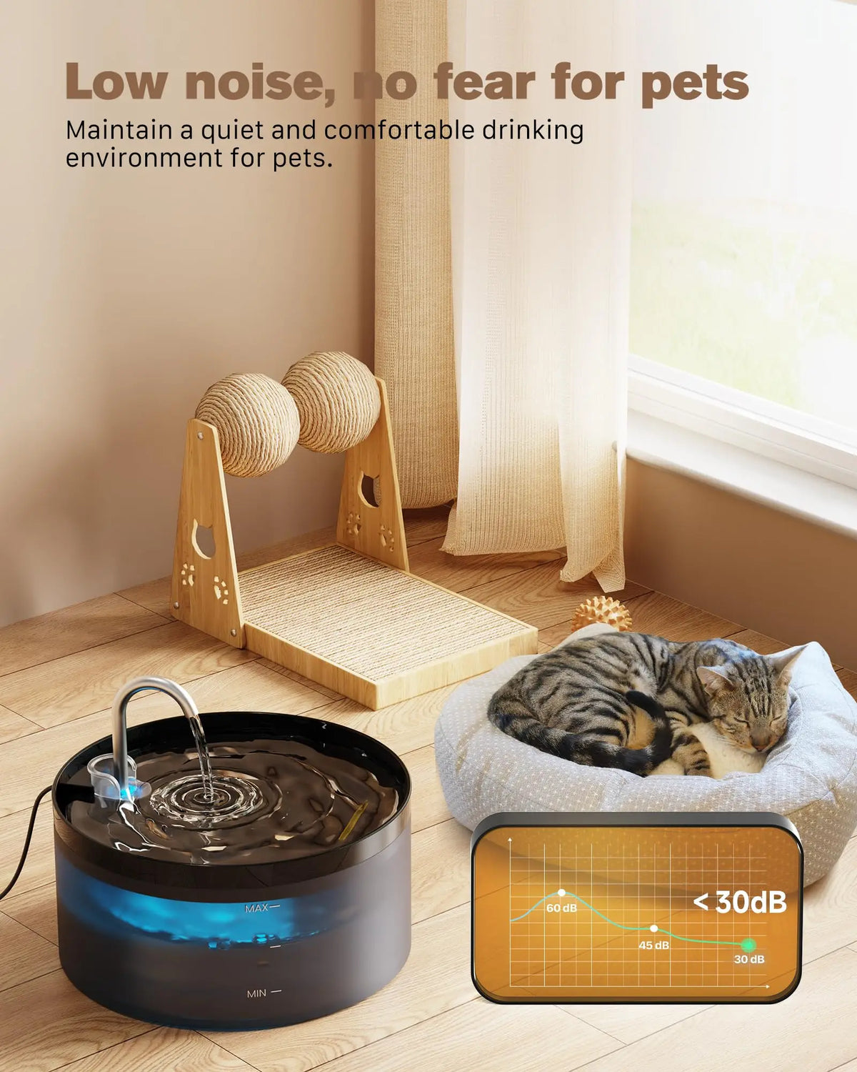 2.1L Automatic Pet Water Fountain Indoor Ultra-Quiet Pump Faucet Cat Fountains Suitable with USB Sensor Electric for Cats Dogs