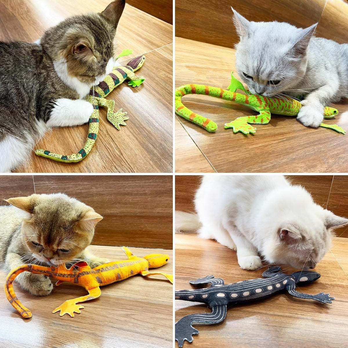 Plush Lizard Catnip Toys for Indoor Cats 4 Pack
