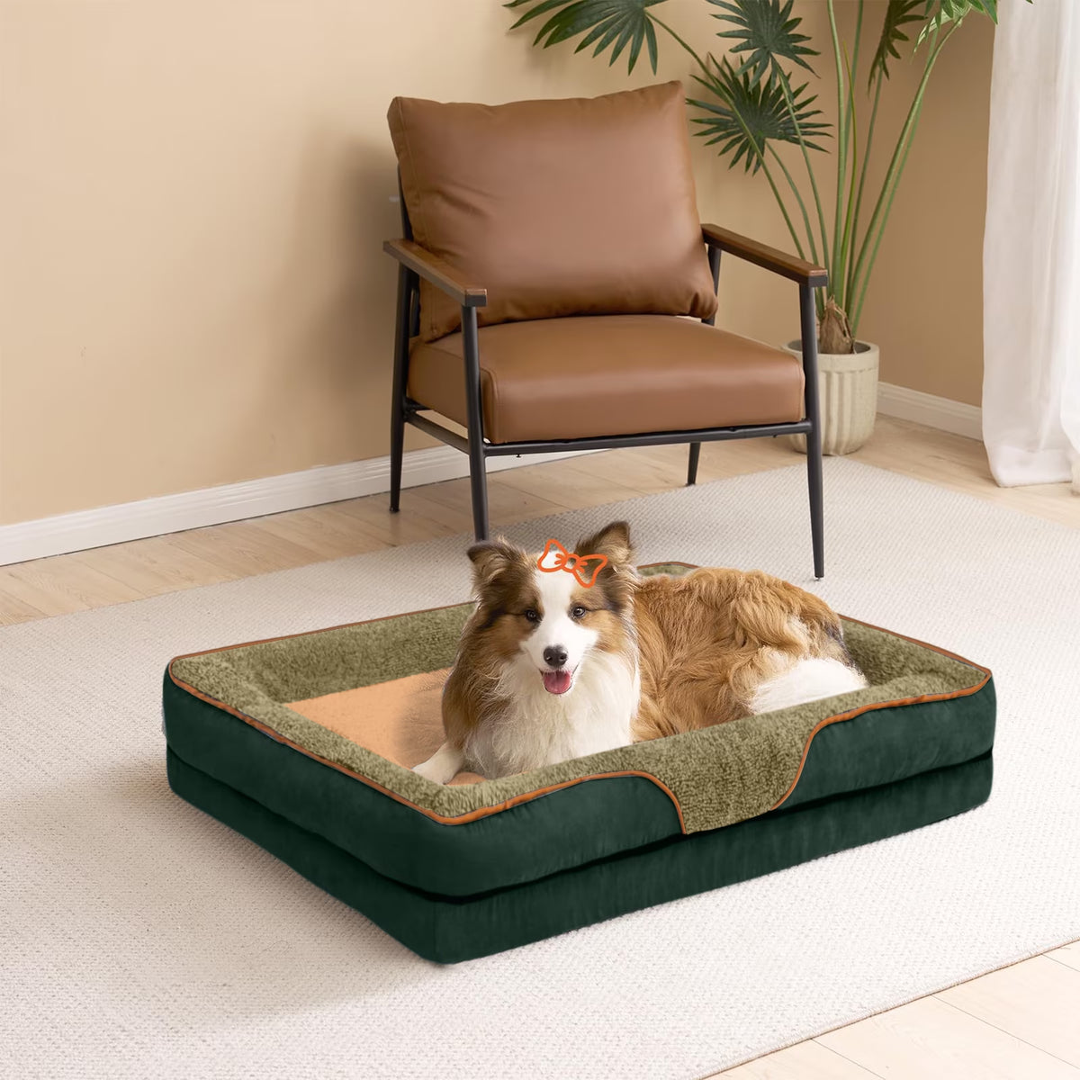 Dog Beds for Large Medium Small Dogs Orthopedic Pet Bed Sofa Supportive Egg Crate Foam Animal Couch with Removable Washable Cover Non Skid Bottom S to XL