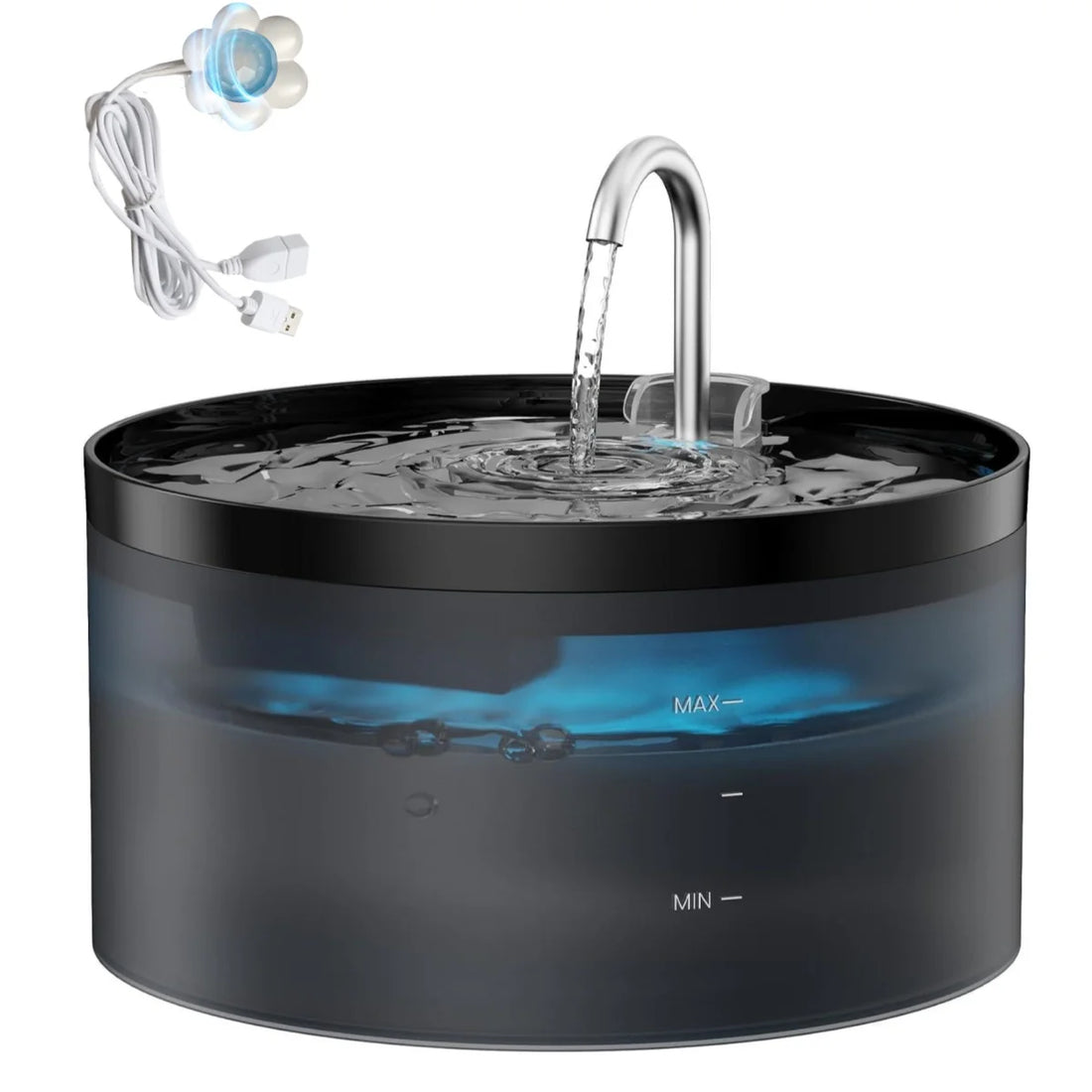 2.1L Automatic Pet Water Fountain Indoor Ultra-Quiet Pump Faucet Cat Fountains Suitable with USB Sensor Electric for Cats Dogs