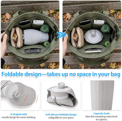 Portable Dog Water Bottle, Leak Proof Collapsible Water Bottles Lightweight Dog Water Bottle Suitable for Pets Outdoor Walking, Hiking, Travel, Camping (Gray, 20.9, Ounces)