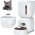 2-In-1 Automatic Cat Feeder & Water Fountain Set, White, 3-L & 2-L