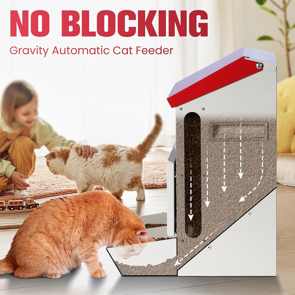 Automatic Cat Feeder 2 Cats,50Cups/12L Pet Feeders Large Capacity Outdoor