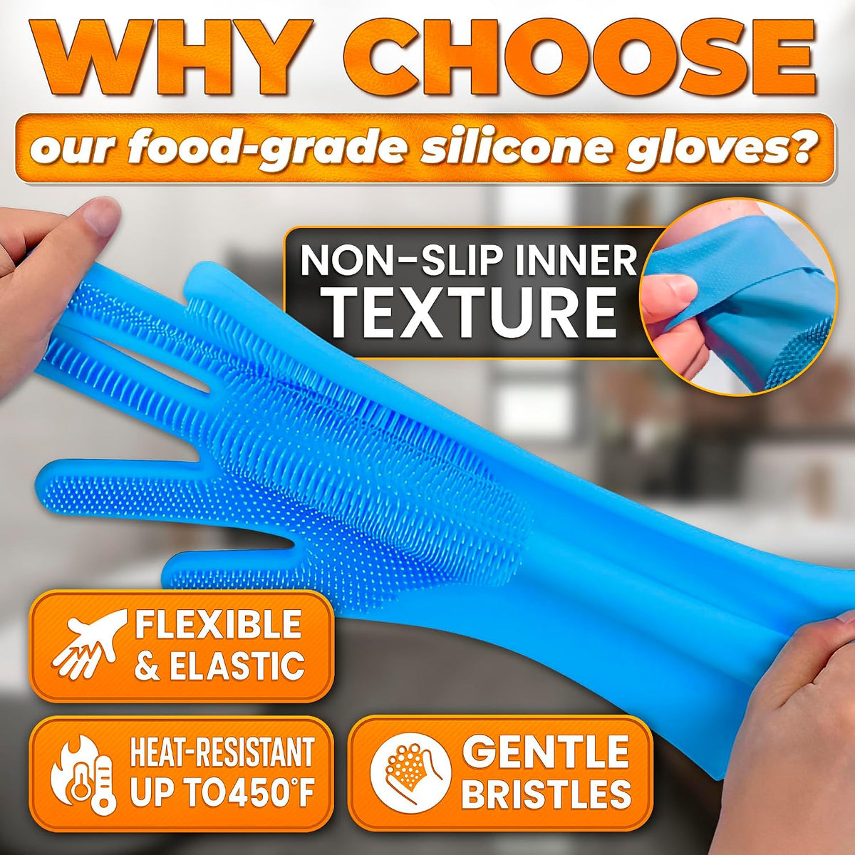 2-In-1 Cat and Dog Washing Gloves with 3000 Soft Bristles (Blue)
