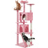 80″ Tall Multilevel Cat Tree with 2 Condos & 3 Scratching Posts for Kittens, Pink
