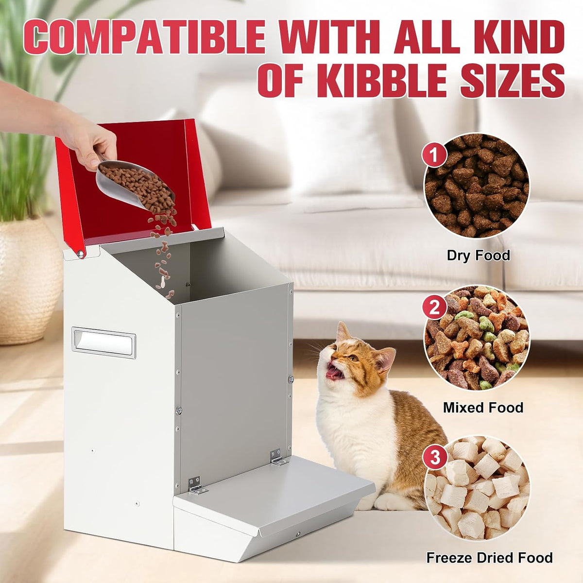 Automatic Cat Feeder 2 Cats,50Cups/12L Pet Feeders Large Capacity Outdoor