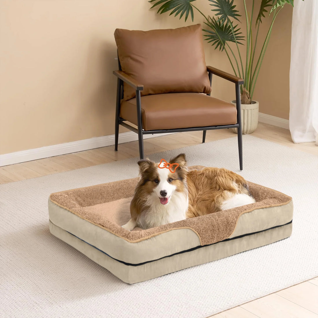 Dog Beds for Large Medium Small Dogs Orthopedic Pet Bed Sofa Supportive Egg Crate Foam Animal Couch with Removable Washable Cover Non Skid Bottom S to XL