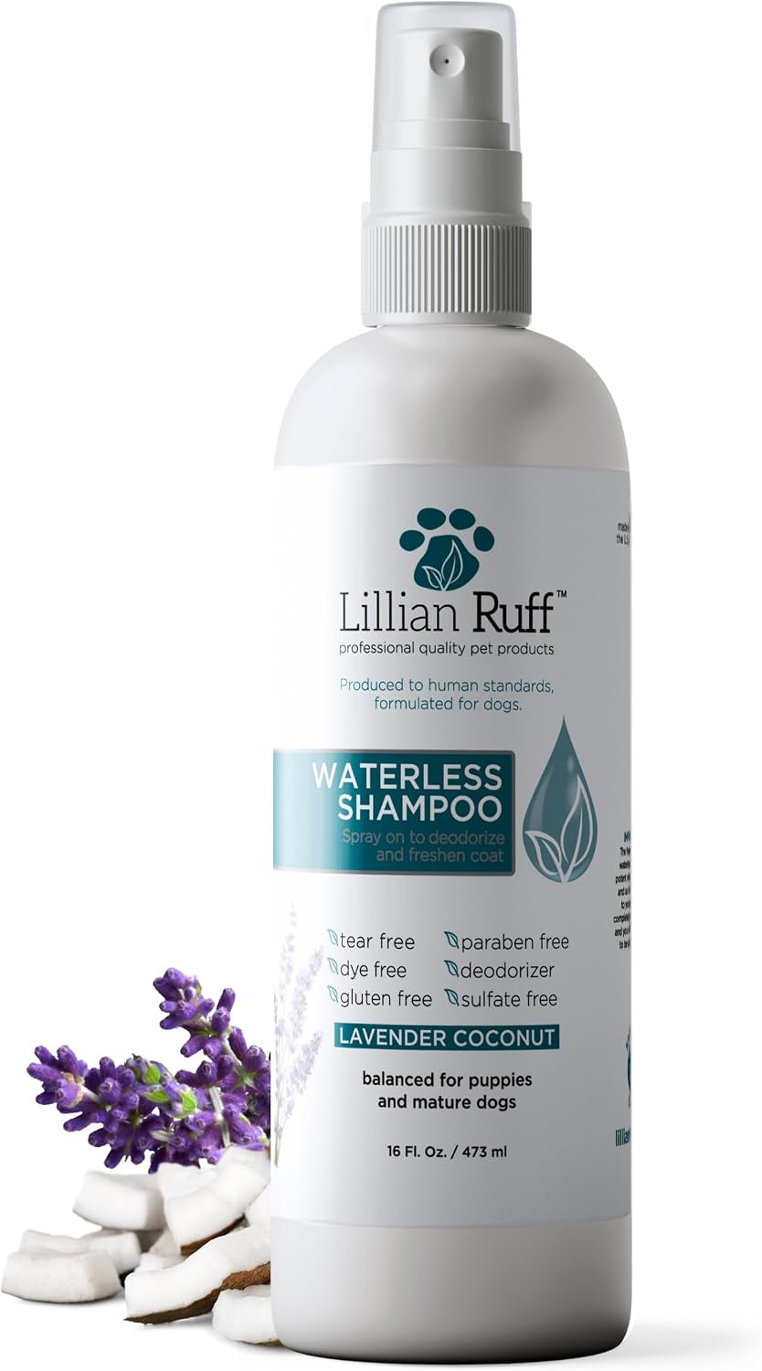 Waterless No-Rinse Dog Dry Shampoo Spray with Hydrating Essential Oils - Ph-Balanced Dry Shampoo for Dogs - Clean, Condition, Detangle & Deodorize Dry, Sensitive Skin (Lavender Coconut)