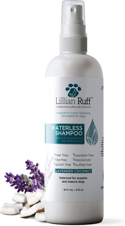 Waterless No-Rinse Dog Dry Shampoo Spray with Hydrating Essential Oils - Ph-Balanced Dry Shampoo for Dogs - Clean, Condition, Detangle &amp; Deodorize Dry, Sensitive Skin (Lavender Coconut)