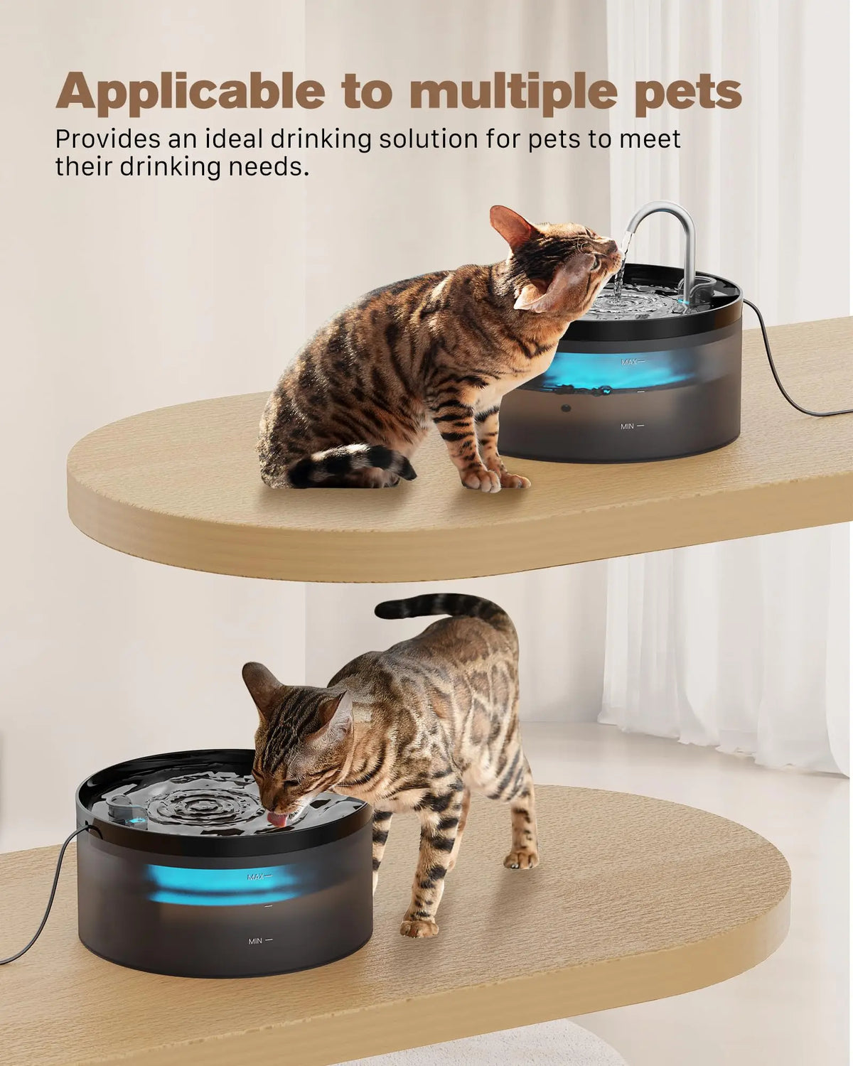 2.1L Automatic Pet Water Fountain Indoor Ultra-Quiet Pump Faucet Cat Fountains Suitable with USB Sensor Electric for Cats Dogs