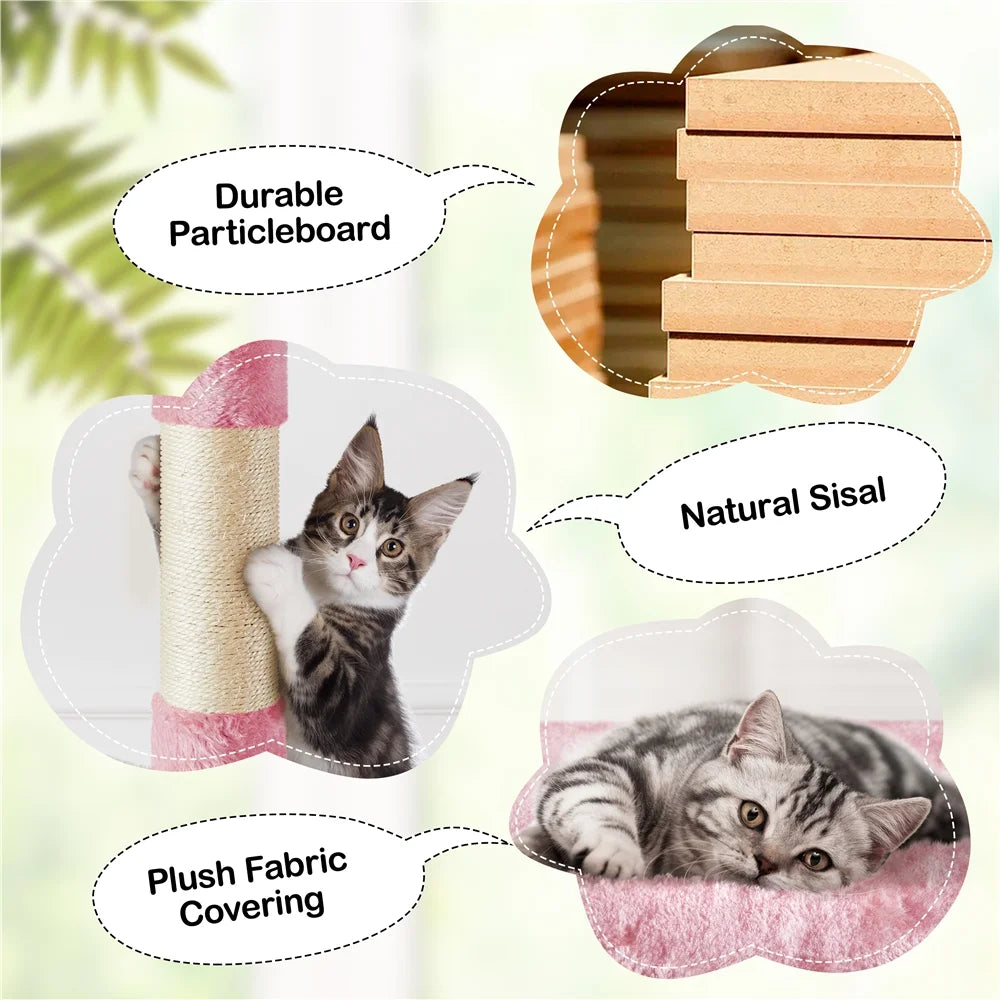 80″ Tall Multilevel Cat Tree with 2 Condos &amp; 3 Scratching Posts for Kittens, Pink