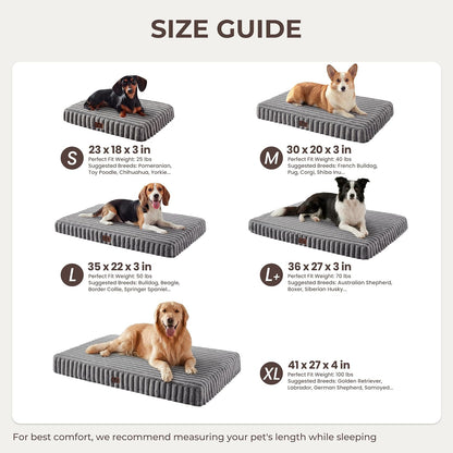 Orthopedic Large Dog Bed，Waterproof Washable Dog Crate 35X22 Grey