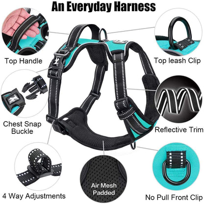 No Pull Dog Harness Medium, Reflective Vest with Front Clip &amp; Handle