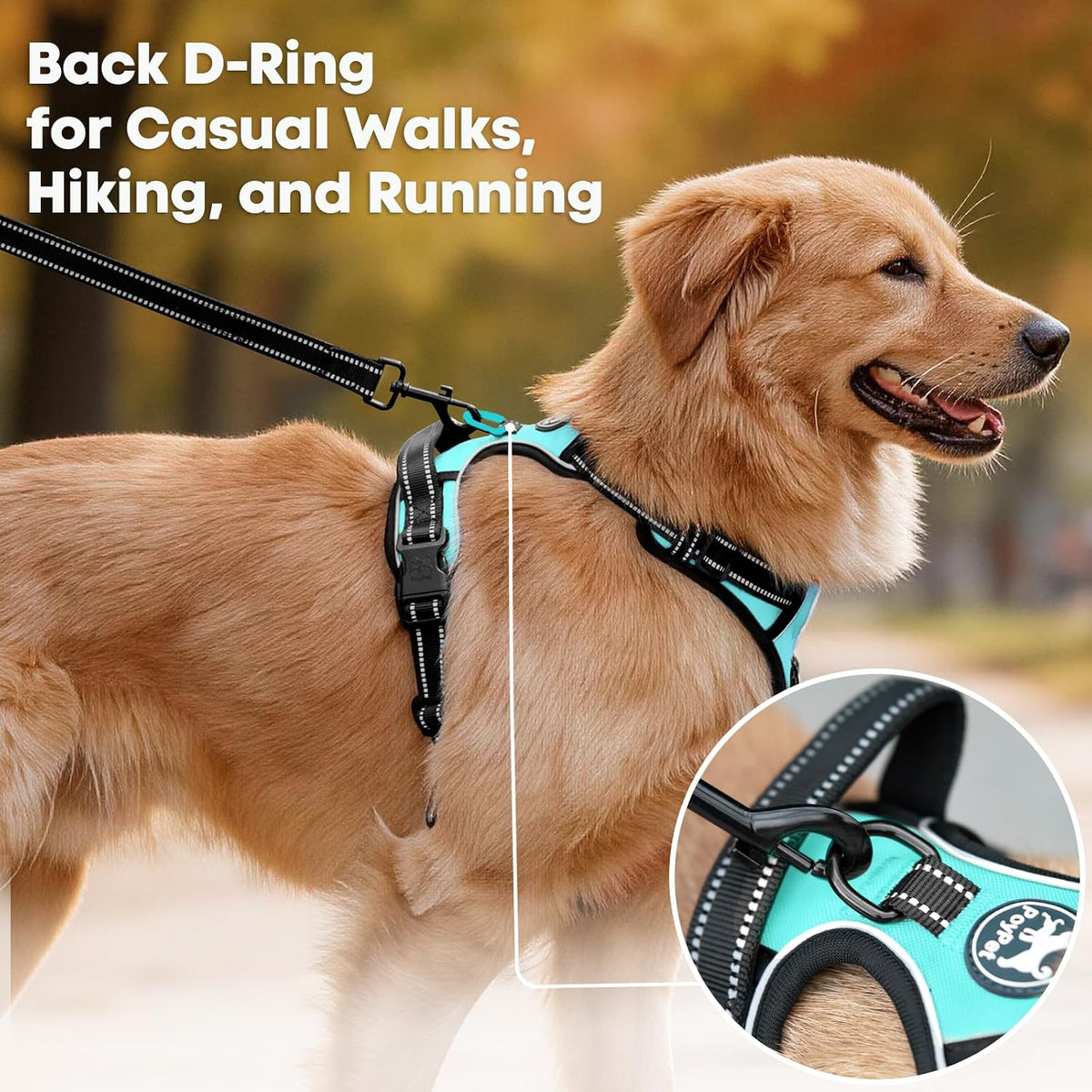 No Pull Dog Harness Medium, Reflective Vest with Front Clip &amp; Handle