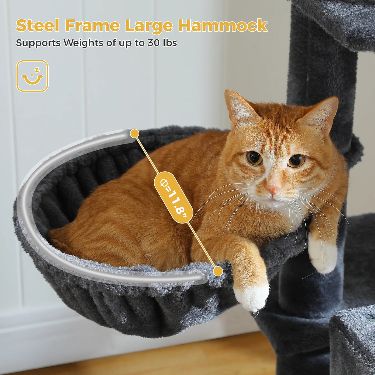 64 in Cat Tree for Cats of All Sizes, 5 Level Cat Tower with Hammock, Condo, Ramp Ladder and 5 Sisal Scratching Posts, Dark Gray