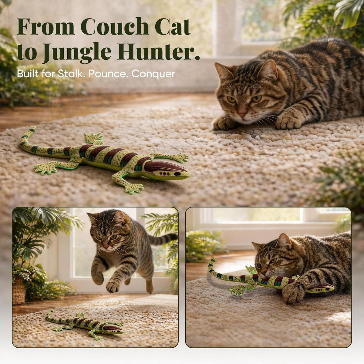 Plush Lizard Catnip Toys for Indoor Cats 4 Pack