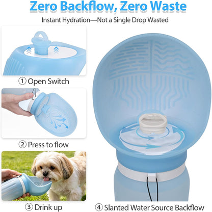 Portable Dog Water Bottle, Leak Proof Collapsible Water Bottles Lightweight Dog Water Bottle Suitable for Pets Outdoor Walking, Hiking, Travel, Camping (Light Blue, 20.9, Ounces)