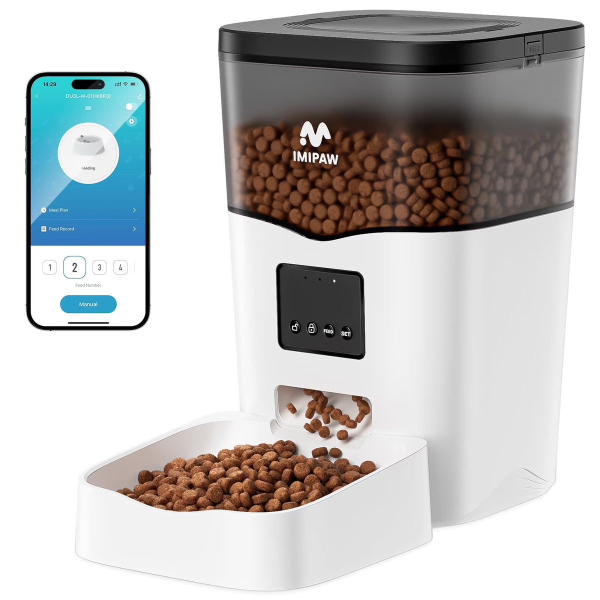 Smart Wifi Automatic Cat Feeder 3L Dog Pet Food Dispenser Scheduled Feeding with App Remote Control