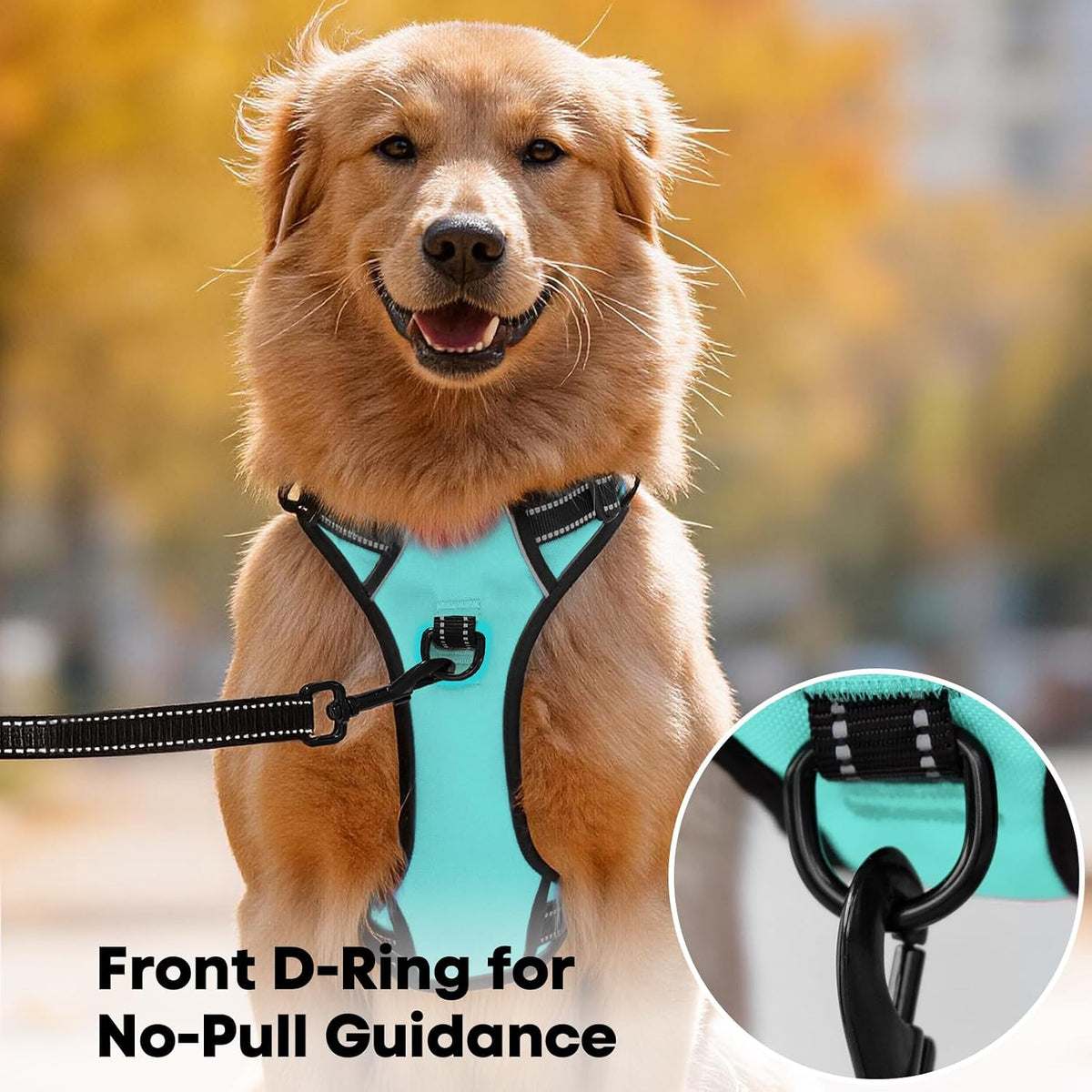 No Pull Dog Harness Medium, Reflective Vest with Front Clip &amp; Handle