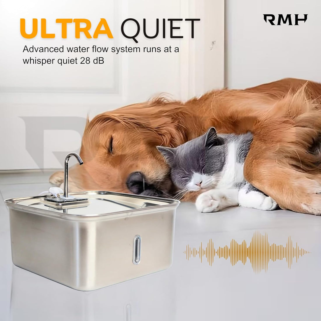 Stainless Steel Cat Water Fountain 7L with Waterproof Mat – Large Dog &amp; Multi-Pet Automatic Drinking Fountain, Quiet Pump, 3-Stage Filtration &amp; LED Water Window