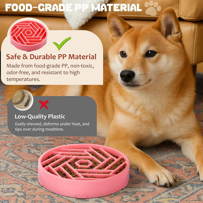 Slow Feeder Dog Bowl, Puzzle Maze Design to Slow down Eating, 3-Cup Capacity, Anti-Gulping Food Bowl for Medium &amp; Large Dogs,Pink