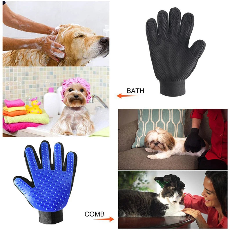 Silicone Pet Dog Cat Grooming Gloves Pet Cat Massage Glove Hair Brush Shower Comb Dog Bath Deshedding Cleaning Tool Dropshipping
