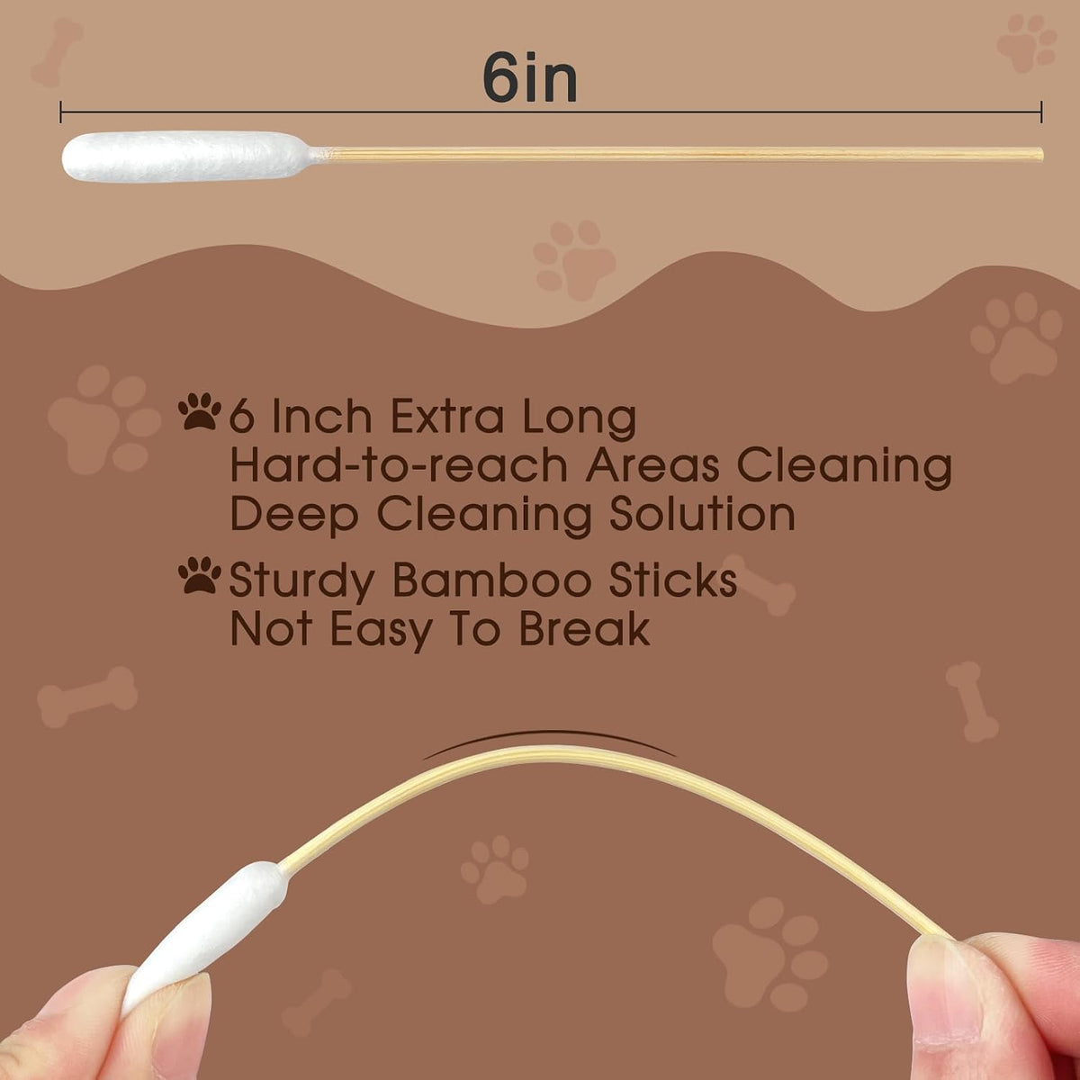 Extra Long Cotton Swabs for Dog Ear Cleaning, FSC Bamboo Sticks
