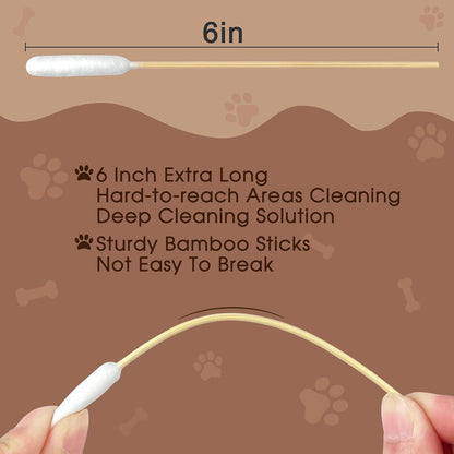 Extra Long Cotton Swabs for Dog Ear Cleaning, FSC Bamboo Sticks
