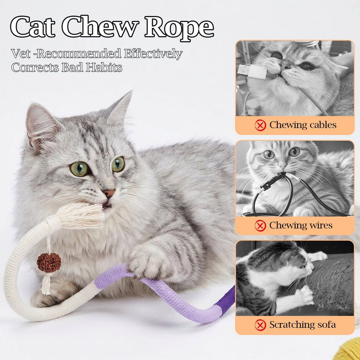Cat Chew Toys, 12PCS Chew Rope &amp; Silvervine Sticks for Bored Indoor Adult Cats, Interactive Catnip Toys for Cats for Teeth Cleaning
