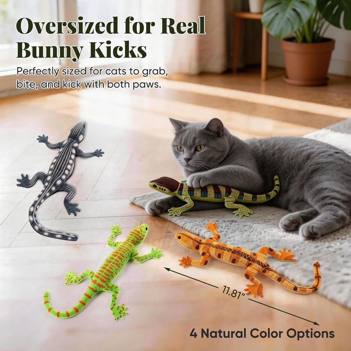 Plush Lizard Catnip Toys for Indoor Cats 4 Pack