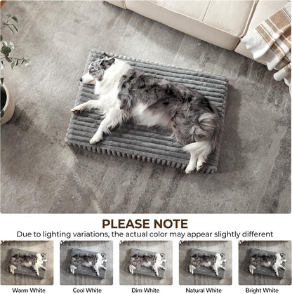 Orthopedic Large Dog Bed，Waterproof Washable Dog Crate 35X22 Grey
