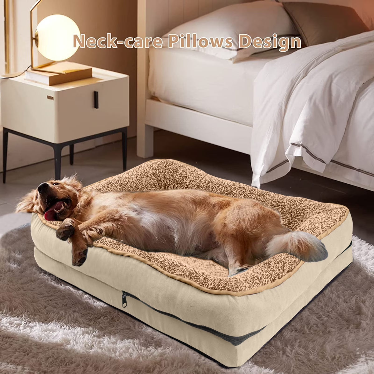 Dog Beds for Large Medium Small Dogs Orthopedic Pet Bed Sofa Supportive Egg Crate Foam Animal Couch with Removable Washable Cover Non Skid Bottom S to XL