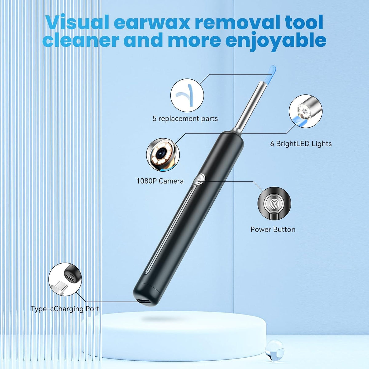 2-In-1 Ear Wax Removal Kit, 1080P Ear Camera &amp; Ear Irrigation System