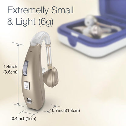 Delmicure Digital Hearing Aid for Seniors, Rechargeable, Single, VHP-1303, Gold