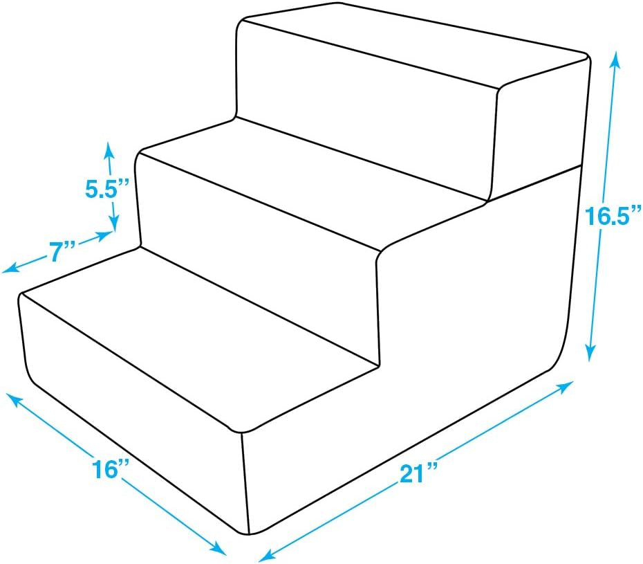 Dog Stairs &amp; Steps - Foam Steps for Small Dogs &amp; Cats, Non-Slip Indoor Balanced Pet Step Support, Dog Ramp, No Assembly, Foldable Stair, 3-Step