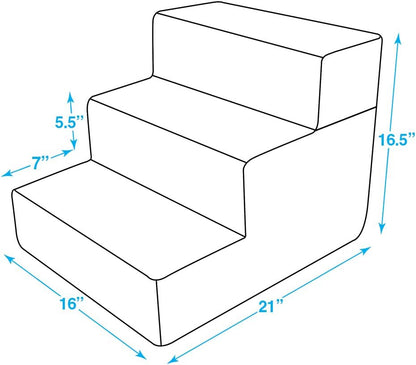 Dog Stairs &amp; Steps - Foam Steps for Small Dogs &amp; Cats, Non-Slip Indoor Balanced Pet Step Support, Dog Ramp, No Assembly, Foldable Stair, 3-Step