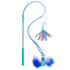 Tail Teaser Air Prey Cat Wand Toy for Indoor Cats, Interactive Cat Toy with 2 Feathered Catnip Toys, Crinkle Sounds, and Durable Rope for Leaping Play, Blue