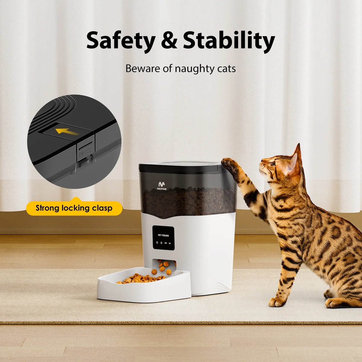 Smart Wifi Automatic Cat Feeder 3L Dog Pet Food Dispenser Scheduled Feeding with App Remote Control
