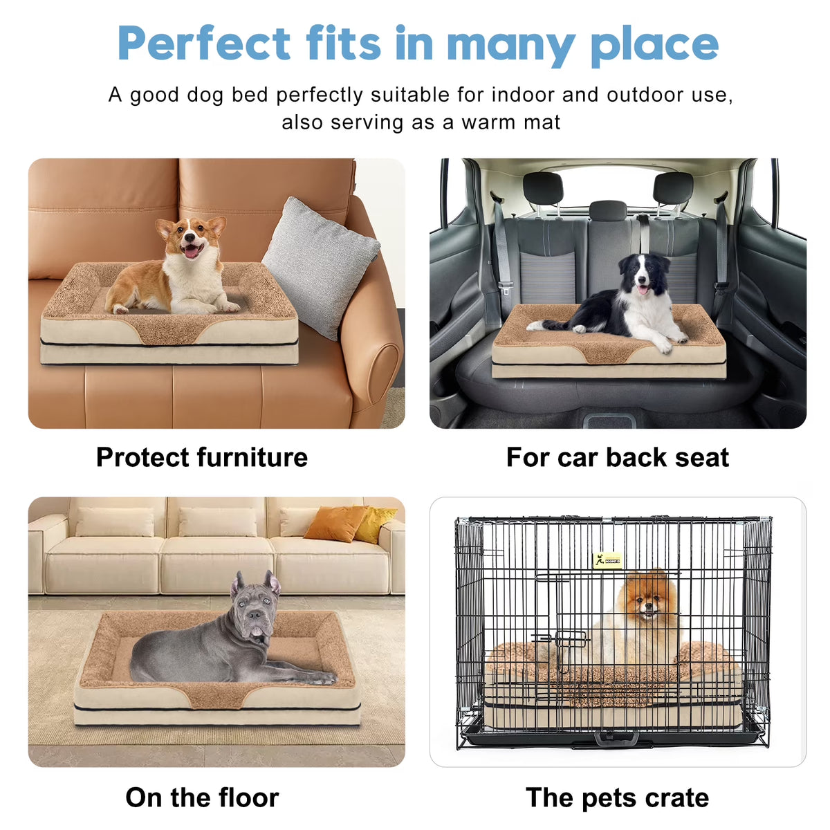 Dog Beds for Large Medium Small Dogs Orthopedic Pet Bed Sofa Supportive Egg Crate Foam Animal Couch with Removable Washable Cover Non Skid Bottom S to XL