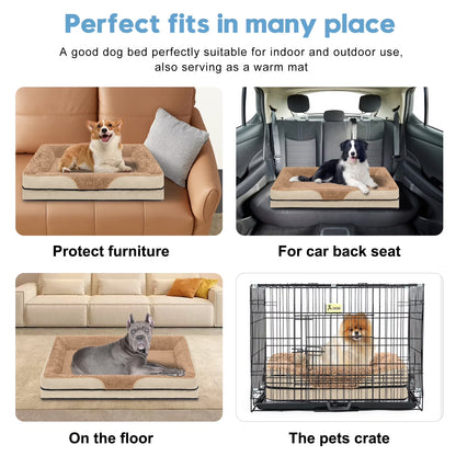 Dog Beds for Large Medium Small Dogs Orthopedic Pet Bed Sofa Supportive Egg Crate Foam Animal Couch with Removable Washable Cover Non Skid Bottom S to XL