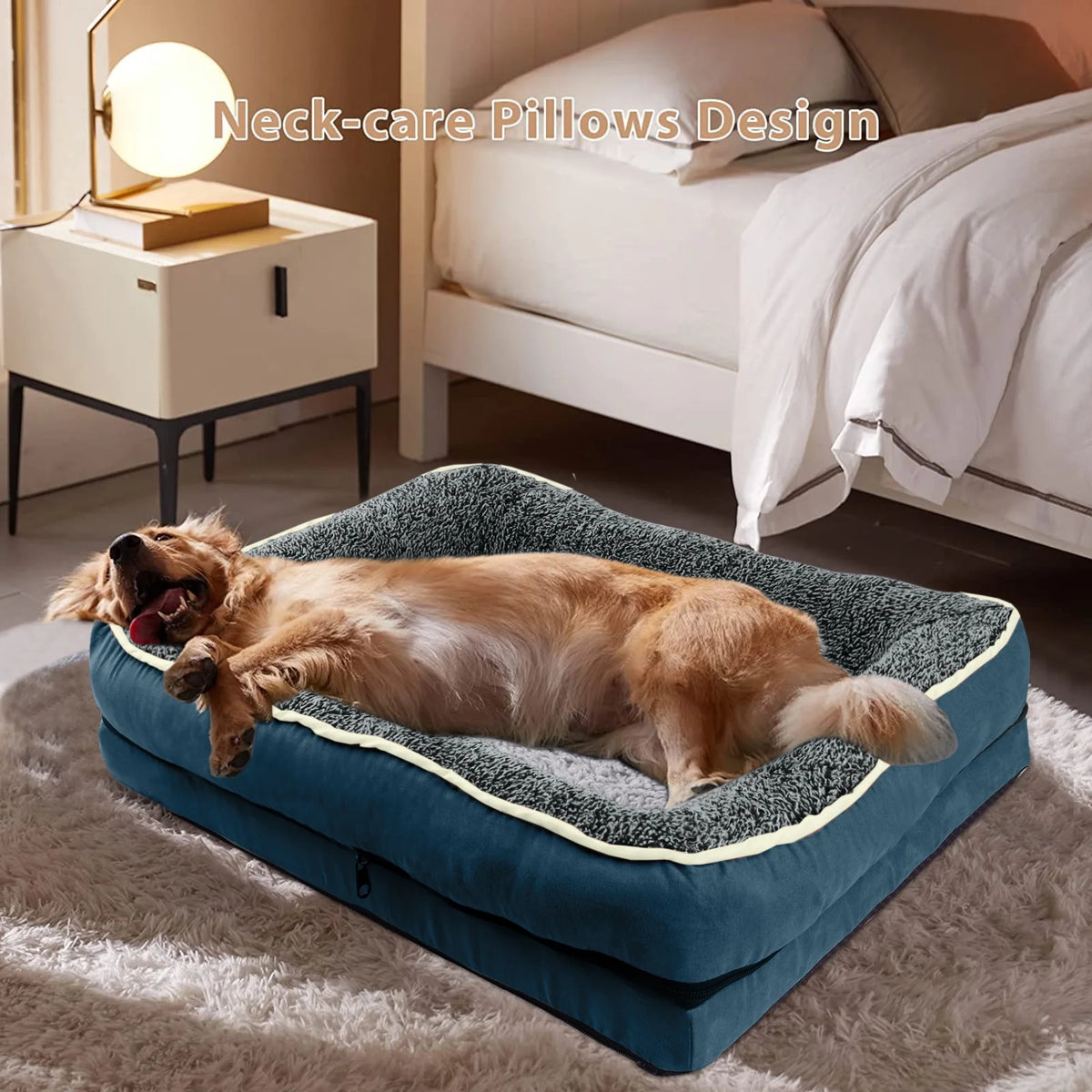 Dog Beds for Large Medium Small Dogs Orthopedic Pet Bed Sofa Supportive Egg Crate Foam Animal Couch with Removable Washable Cover Non Skid Bottom S to XL
