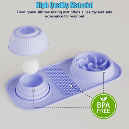 Dog Lick Bowl with Rolling Ball, 3 in 1 Slow Feeder Dog Bowls
