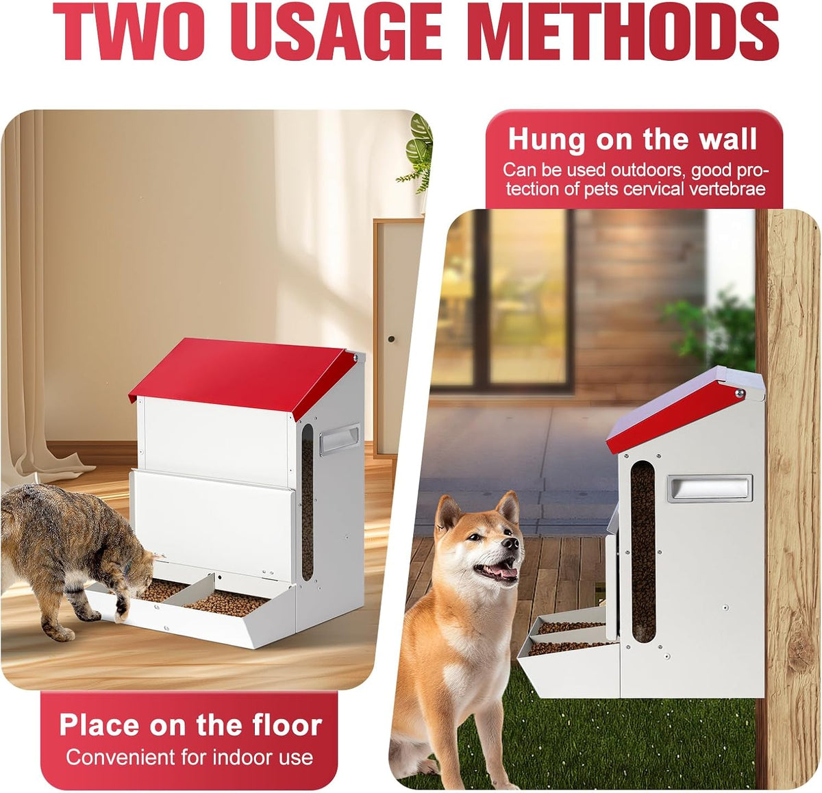 Automatic Cat Feeder 2 Cats,50Cups/12L Pet Feeders Large Capacity Outdoor