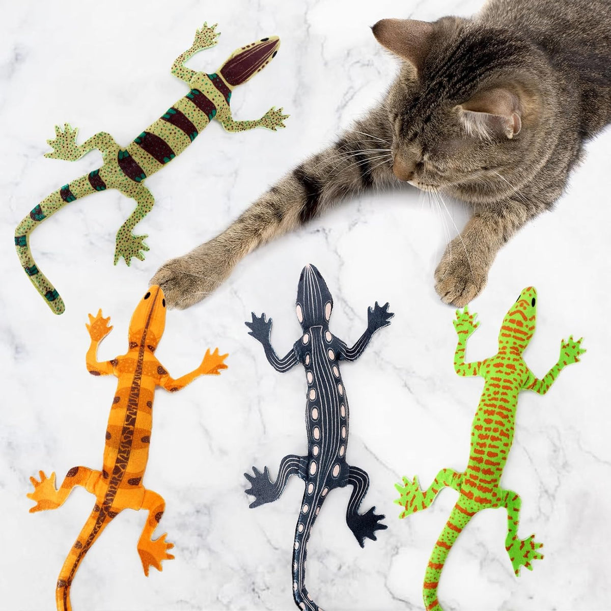 Plush Lizard Catnip Toys for Indoor Cats 4 Pack